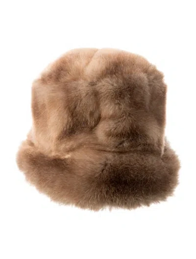 Pre-owned Fur Faux  Bucket Hat In Brown