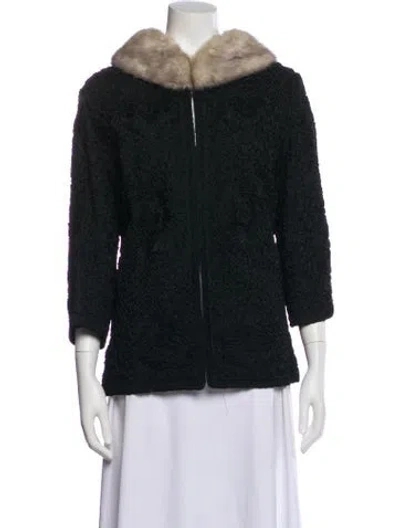 Pre-owned Fur Faux  Coat In Black