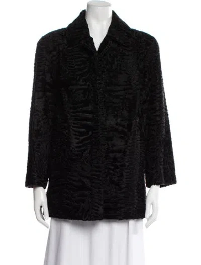 Pre-owned Fur Faux  Coat In Black
