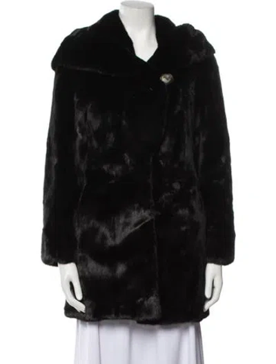 Pre-owned Fur Faux  Coat In Black