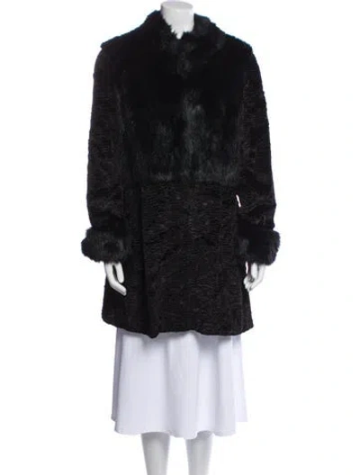 Pre-owned Fur Faux  Coat In Black