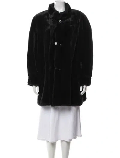 Pre-owned Fur Faux  Coat In Black