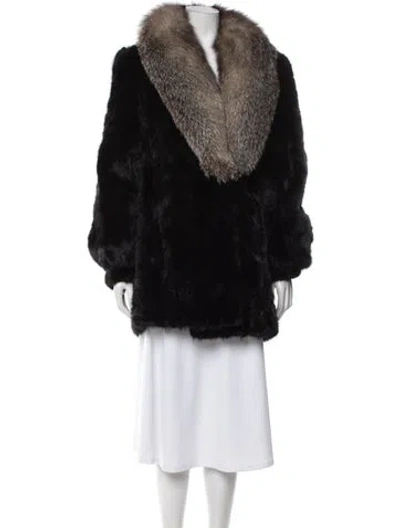 Pre-owned Fur Faux  Coat In Black