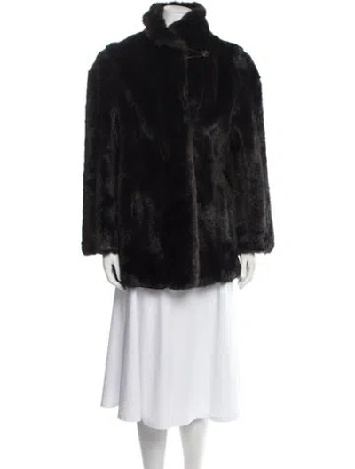 Pre-owned Fur Faux  Coat In Blue