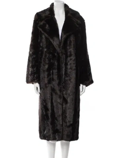 Pre-owned Fur Faux  Coat In Brown