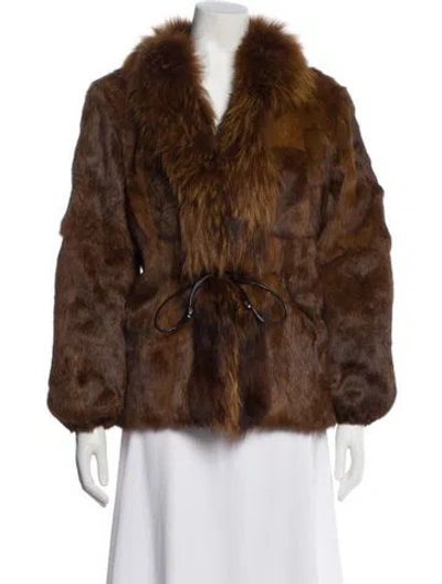 Pre-owned Fur Faux  Coat In Brown