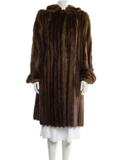 Pre-owned Fur Faux  Coat In Brown
