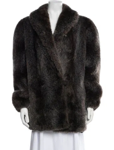 Pre-owned Fur Faux  Coat In Brown