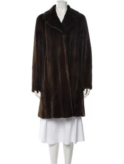 Pre-owned Fur Faux  Coat In Brown