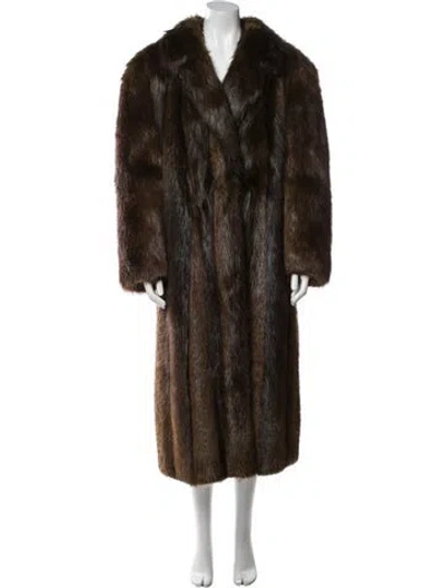 Pre-owned Fur Faux  Coat In Brown