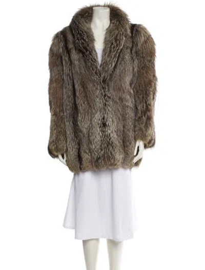 Pre-owned Fur Faux  Coat In Brown