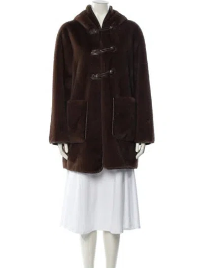 Pre-owned Fur Faux  Coat In Brown