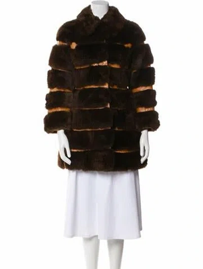 Pre-owned Fur Faux  Coat In Brown