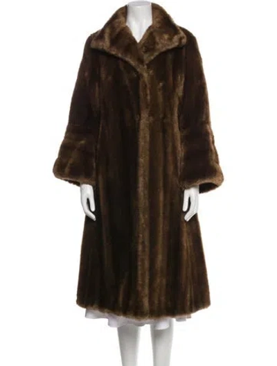 Pre-owned Fur Faux  Coat In Brown