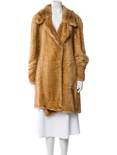 Pre-owned Fur Faux  Coat In Brown