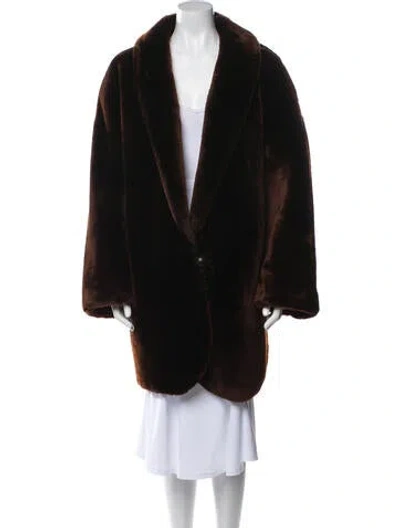 Pre-owned Fur Faux  Coat In Brown
