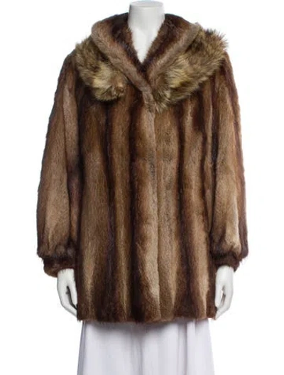 Pre-owned Fur Faux  Coat In Brown