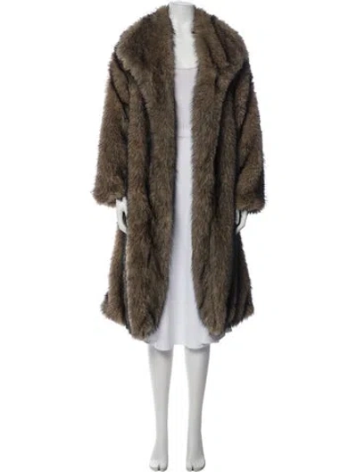 Pre-owned Fur Faux  Coat In Brown