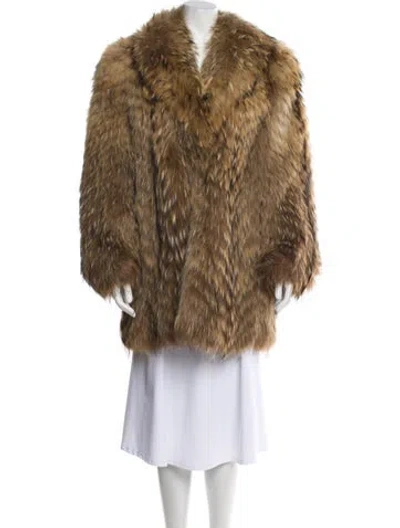 Pre-owned Fur Faux  Coat In Brown