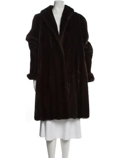 Pre-owned Fur Faux  Coat In Brown