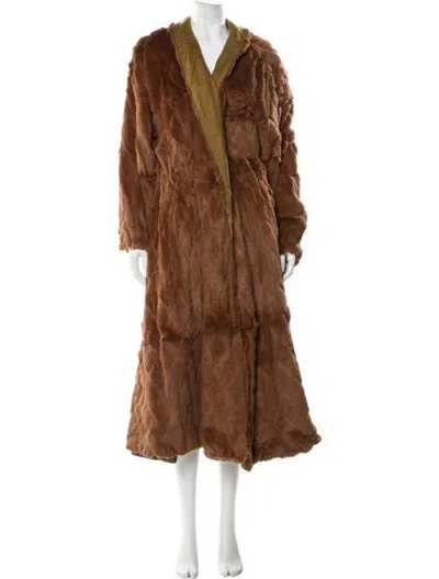 Pre-owned Fur Faux  Coat In Brown