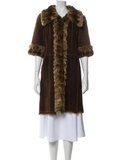 Pre-owned Fur Faux  Coat In Brown