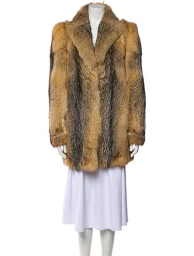 Pre-owned Fur Faux  Coat In Brown