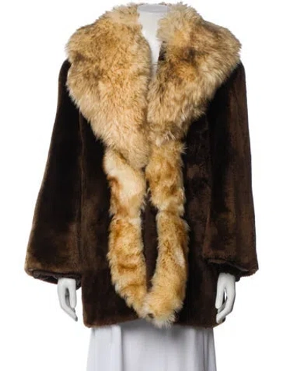 Pre-owned Fur Faux  Coat In Brown
