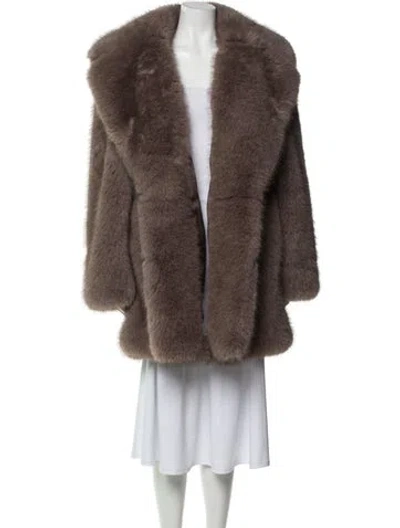 Pre-owned Fur Faux  Coat In Brown