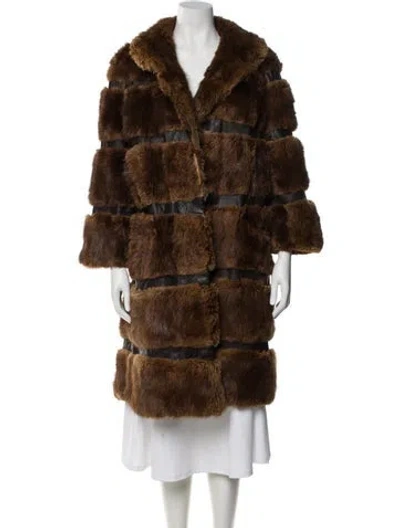 Pre-owned Fur Faux  Coat In Brown