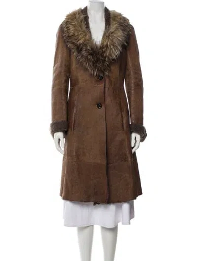 Pre-owned Fur Faux  Coat In Brown