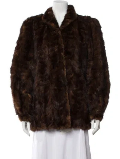 Pre-owned Fur Faux  Coat In Brown