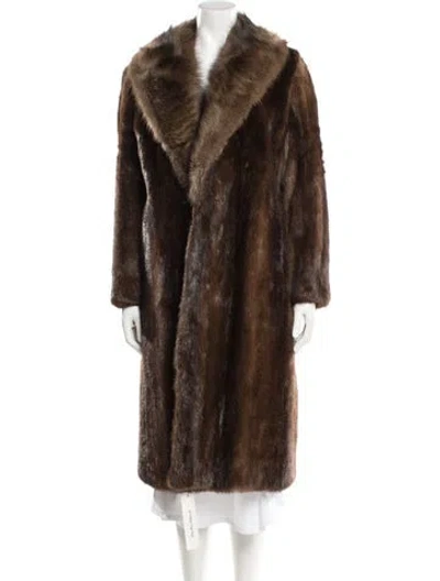 Pre-owned Fur Faux  Coat In Brown