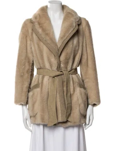 Pre-owned Fur Faux  Coat In Neutral