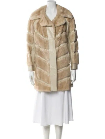 Pre-owned Fur Faux  Coat In Neutrals