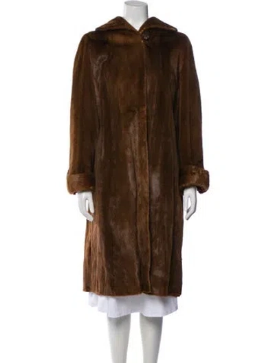 Pre-owned Fur Faux  Coat In Orange
