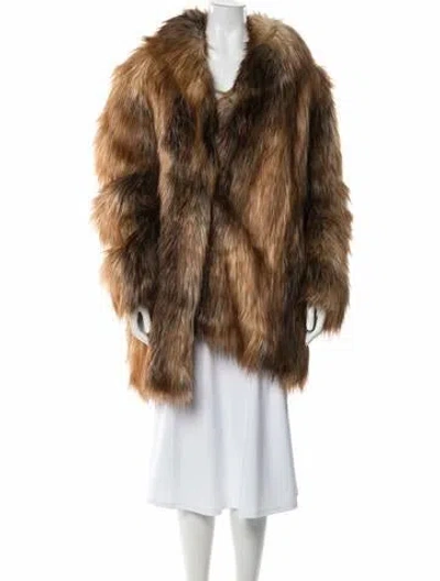 Pre-owned Fur Faux  Coat W/ Tags In Brown