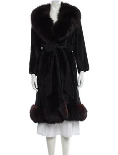 Pre-owned Fur Faux  Faux  Coat In Black