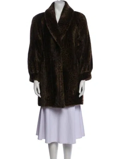 Pre-owned Fur Faux  Faux  Jacket In Brown