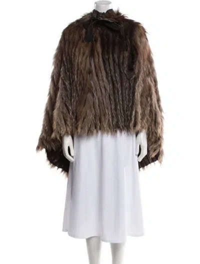 Pre-owned Fur Faux  Faux  Jacket In Brown