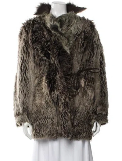 Pre-owned Fur Faux   Coat In Brown