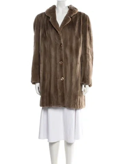 Pre-owned Fur Faux   Coat In Neutrals