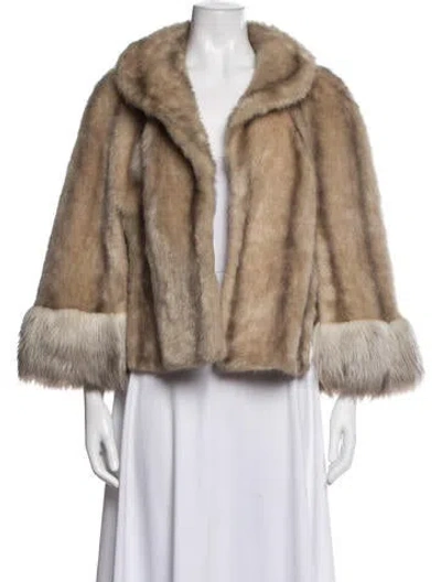 Pre-owned Fur Faux   Jacket In Neutral