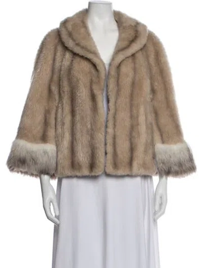 Pre-owned Fur Faux   Jacket In Neutrals