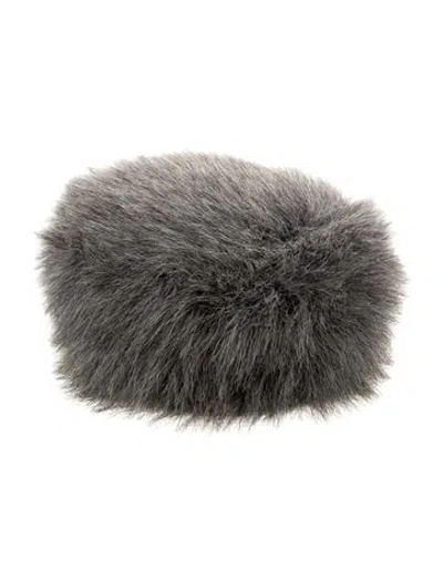 Pre-owned Fur Faux  Grey Hat In Gray