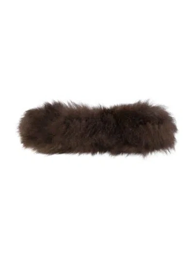 Pre-owned Fur Faux  Headband In Brown
