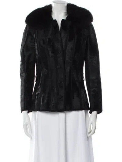 Pre-owned Fur Faux  Jacket In Black