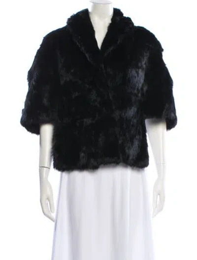 Pre-owned Fur Faux  Jacket In Black