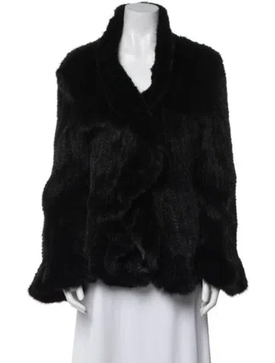 Pre-owned Fur Faux  Jacket In Black