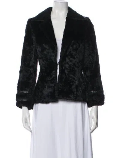 Pre-owned Fur Faux  Jacket In Black